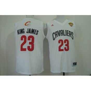 Men's Cleveland Cavaliers #23 King James Nickname 2017 The NBA Finals Patch White Fashion Jersey
