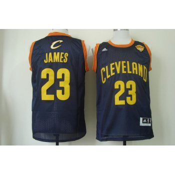 Men's Cleveland Cavaliers #23 LeBron James 2017 The NBA Finals Patch Navy Blue With Gold Swingman Jersey