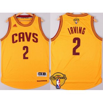 Men's Cleveland Cavaliers #2 Kyrie Irving 2017 The NBA Finals Patch Yellow Jersey