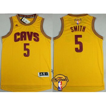 Men's Cleveland Cavaliers #5 J.R. Smith 2017 The NBA Finals Patch Yellow Jersey