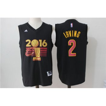 Men's Cleveland Cavaliers Kyrie Irving #2 adidas Black 2017 NBA Finals Patch Champions Stitched Jersey