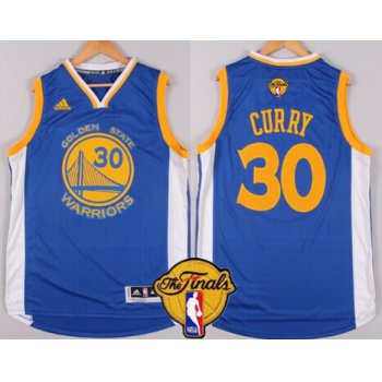 Men's Golden State Warriors #30 Stephen Curry Blue 2017 The NBA Finals Patch Jersey
