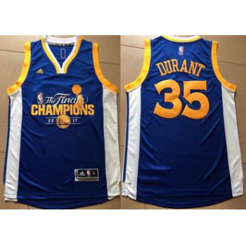 Men's Golden State Warriors #35 Kevin Durant Royal Blue 2017 The Finals Championship Stitched NBA adidas Swingman Jersey