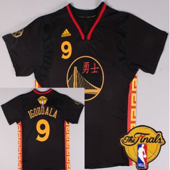 Men's Golden State Warriors #9 Andre Iguodala Chinese Black Fashion 2017 The NBA Finals Patch Jersey