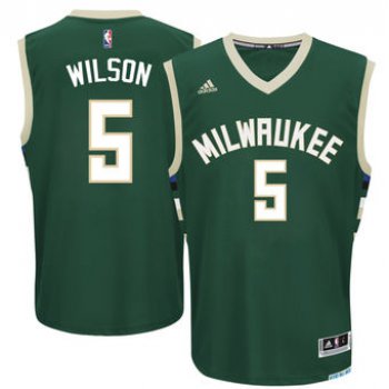 Men's Milwaukee Bucks #5 D.J. Wilson adidas Green 2017 NBA Draft Pick Replica Jersey