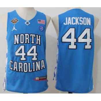 Men's North Carolina Tar Heels #44 Justin Jackson Light Blue Final Four Patch College Basketball 2017 Brand Jordan Swingman Stitched NCAA Jersey