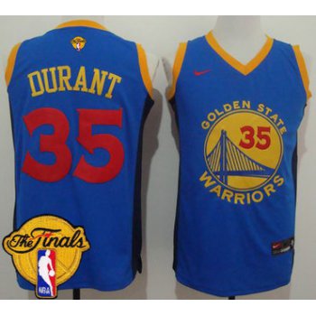 Men's Warriors #35 Kevin Durant Blue Red No. Fashion 2017 The Finals Patch Stitched NBA Jersey