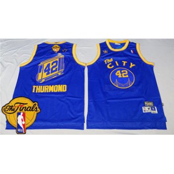 Men's Warriors #42 Nate Thurmond Blue Throwback The City 2017 The Finals Patch Stitched NBA Jersey