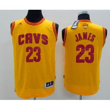 Youth Cleveland Cavaliers #23 LeBron James Yellow 2017 The NBA Finals Patch Jersey