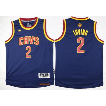 Youth Cleveland Cavaliers #2 Kyrie Irving Navy Blue 2017 The NBA Finals Patch Jersey