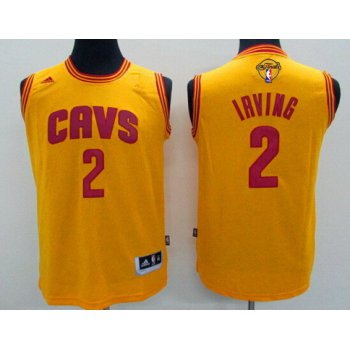 Youth Cleveland Cavaliers #2 Kyrie Irving Yellow 2017 The NBA Finals Patch Jersey