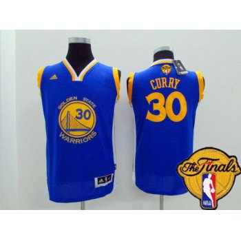 Youth Golden State Warriors #30 Stephen Curry Blue 2017 The NBA Finals Patch Jersey