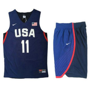 2016 Olympics Team USA Men's #11 Klay Thompson Navy Blue Revolution 30 Swingman Basketball Jersey With Shorts