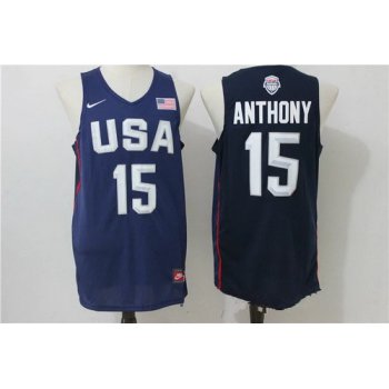 2016 Olympics Team USA Men's #15 Carmelo Anthony Navy Blue Revolution 30 Swingman Basketball Jersey