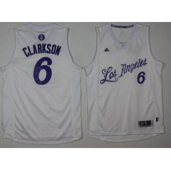 Men's Los Angeles Lakers #6 Jordan Clarkson Adidas White 2016 Christmas Day Stitched NBA Swingman Jersey