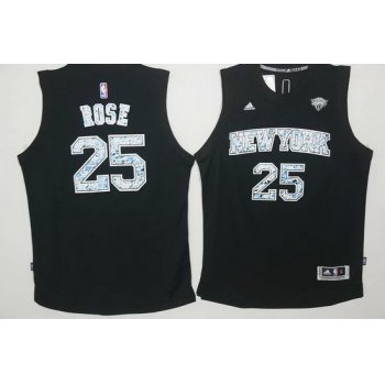 Men's New York Knicks #25 Derrick Rose Black Diamond Stitched NBA Adidas Revolution 30 Swingman Jersey