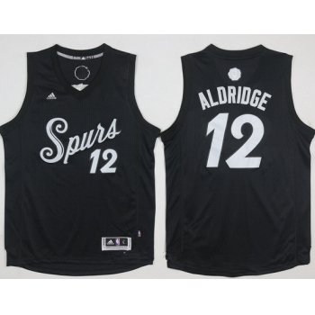 Men's San Antonio Spurs #12 LaMarcus Aldridge adidas Black 2016 Christmas Day Stitched NBA Swingman Jersey