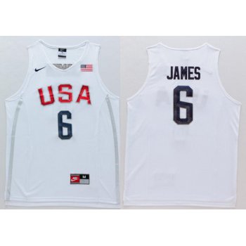 2016 Olympics Team USA Men's #6 LeBron James Revolution 30 Swingman White Jersey