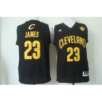 Men's Cleveland Cavaliers #23 LeBron James 2016 The NBA Finals Patch Black With Gold Swingman Jersey
