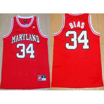 Men's University of Maryland #34 Len Bias Red College Basketball Swingman Jersey