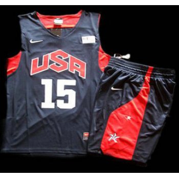 2012 Olympic USA Team #15 Carmelo Anthony Blue Basketball Jerseys & Shorts Suit