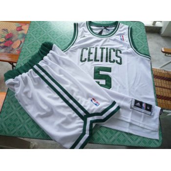 Boston Celtics 5 Kevin Garnett white color Swingman Basketball Suit