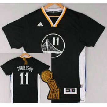 Golden State Warriors #11 Klay Thompson Revolution 30 Swingman 2014 New Black Short-Sleeved Jersey With 2015 Finals Champions Patch