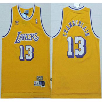 Los Angeles Lakers #13 Wilt Chamberlain 1996-97 Yellow Hardwood Classics Soul Swingman Throwback Jersey