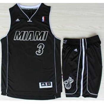 Miami Heat 3 Dwyane Wade Black With White Shadow Revolution 30 Jerseys Shorts NBA Suits