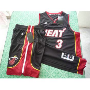Miami Heat 3 Dwyane Wade black swingman Basketball Suit