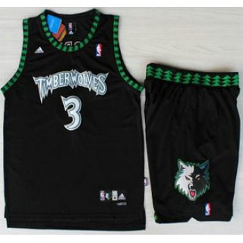 Minnesota Timberwolves #3 Stephon Marbury Black Swingman Jerseys Short Suits