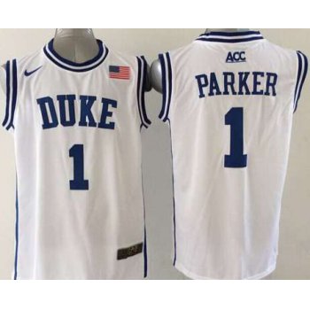 Duke Blue Devils #1 Jabari Parker 2015 White Round Collar Jersey