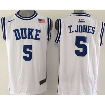 Duke Blue Devils #5 Tyus Jones 2015 White Round Collar Jersey