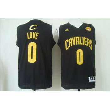 Men's Cleveland Cavaliers #0 Kevin Love 2015 The Finals Black With Gold Jersey