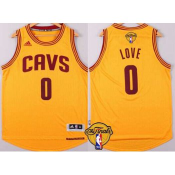 Men's Cleveland Cavaliers #0 Kevin Love 2015 The Finals New Yellow Jersey