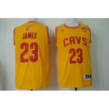 Men's Cleveland Cavaliers #23 LeBron James 2015 The Finals Yellow Jersey