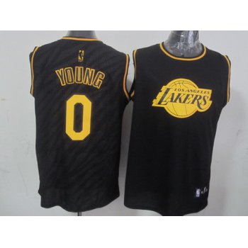 Los Angeles Lakers #0 Nick Young Revolution 30 Swingman 2014 Black With Gold Jersey