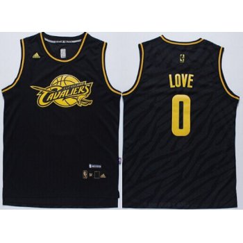 Cleveland Cavaliers #0 Kevin Love Revolution 30 Swingman 2014 Black With Gold Jersey