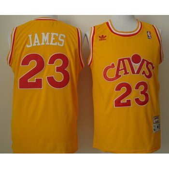 Cleveland Cavaliers #23 LeBron James CavFanatic Yellow Swingman Throwback Jersey