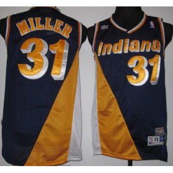 Indiana Pacers #31 Reggie Miller Navy Blue/Yellow Swingman Throwback Jersey