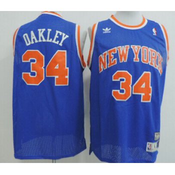 New York Knicks #34 Charles Oakley Blue Swingman Throwback Jersey