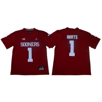 Men's Oklahoma Sooners #1 Jalen Hurts Red Jordan Brand Limited Stitched College Jersey