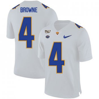 Pittsburgh Panthers 4 Max Browne White 150th Anniversary Patch Nike College Football Jersey