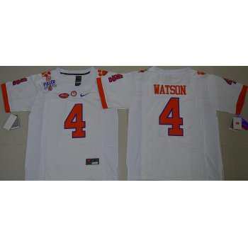Men's Clemson Tigers #4 Deshaun Watson White Stitched NCAA Nike 2016 College Football Jersey