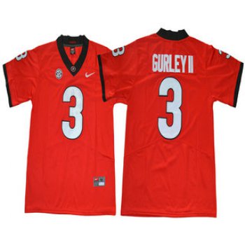 Men's Georgia Bulldogs #3 Todd Gurley II Red Limited 2017 College Football Stitched Nike NCAA Jersey
