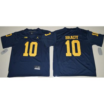 Men's Michigan Wolverines #10 Tom Brady Navy Blue Stitched NCAA Brand Jordan College Football Jersey