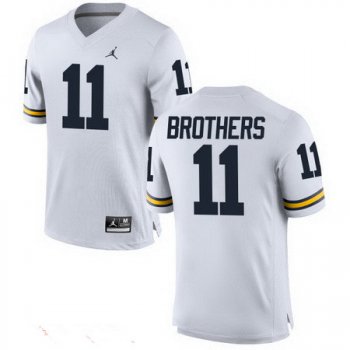 Men's Michigan Wolverines #11 Wistert Brothers White Stitched College Football Brand Jordan NCAA Jersey