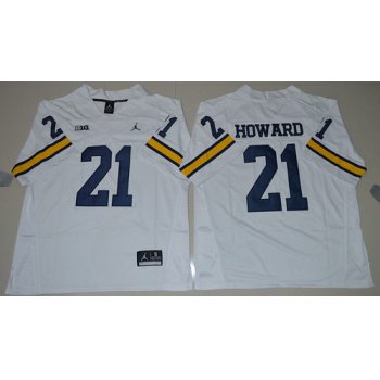 Men's Michigan Wolverines #21 Desmond Howard White Stitched NCAA Brand Jordan College Football Jersey