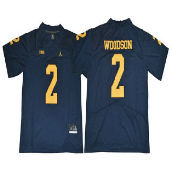 Men's Michigan Wolverines #2 Charles Woodson Navy Blue 2017 College Football Stitched Brand Jordan NCAA Jersey