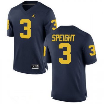 Men's Michigan Wolverines #3 Wilton Speight Navy Blue Stitched College Football Brand Jordan NCAA Jersey